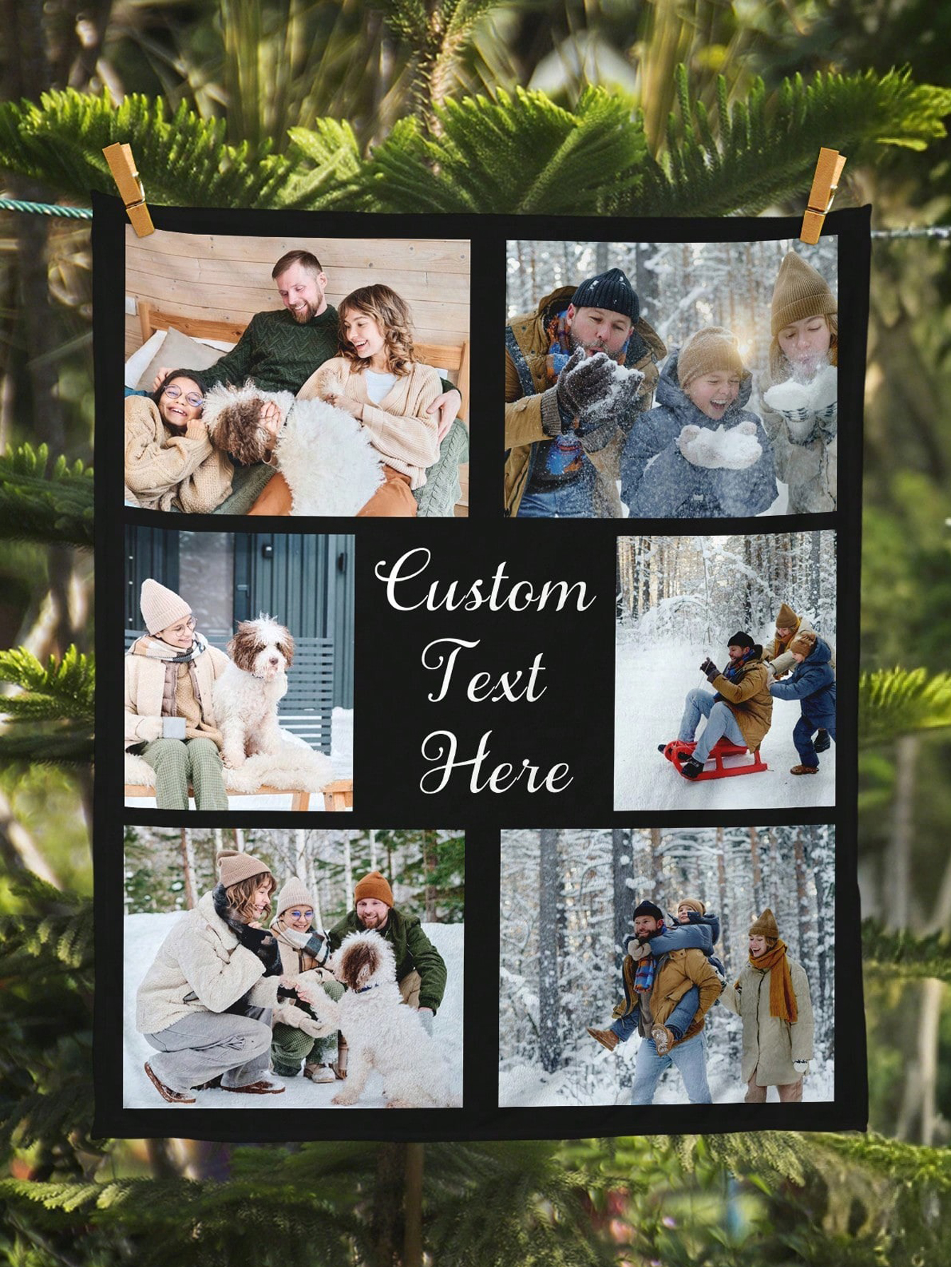 Custom Photo and Text Flannel Blanket Personalized Photo Collage and Text Customization